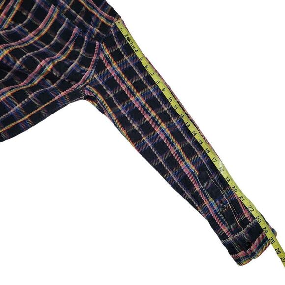 Outerknown Blanket Shirt Mens Large Black Rainbow Plaid Organic Cotton Shacket - Picture 8 of 9